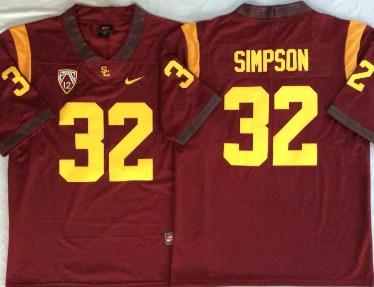 USC Trojans Red #32 SIMPSON Stitched Jersey
