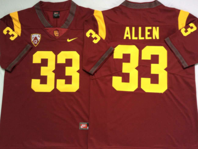 USC Trojans Red #33 ALLEN Stitched Jersey