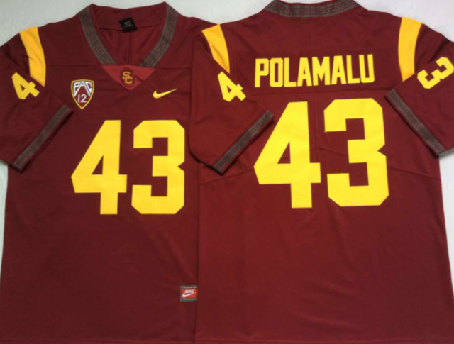 USC Trojans Red #43 POLAMALU Stitched Jersey