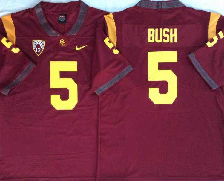 USC Trojans Red #5 BUSH Stitched Jersey