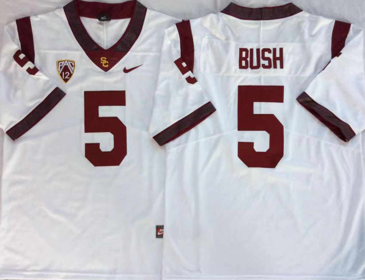 USC Trojans White #5 BUSH Stitched Jersey