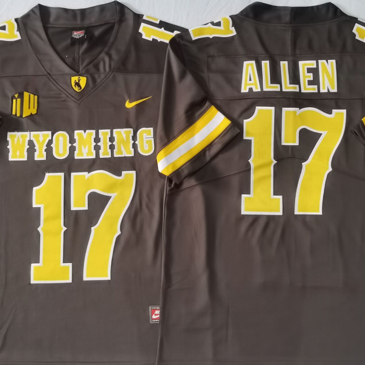 WYOMING Cowboys Coffee #17 ALLEN Stitched Jersey