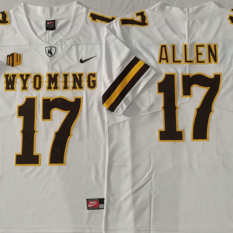 WYOMING Cowboys White #17 ALLEN Stitched Jersey