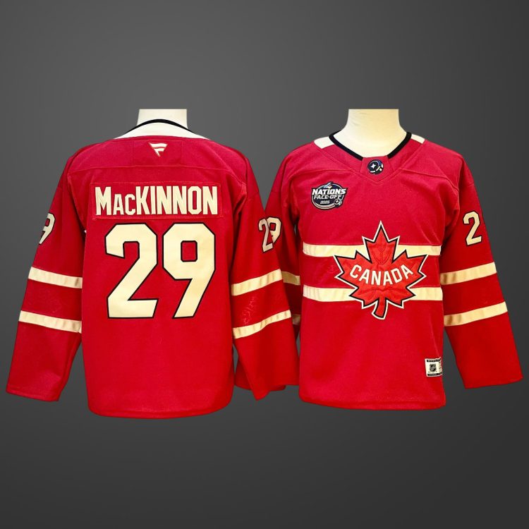 【Youth】 4 Nations NHL Hockey #29 Nathan MacKinnon Jersey Red