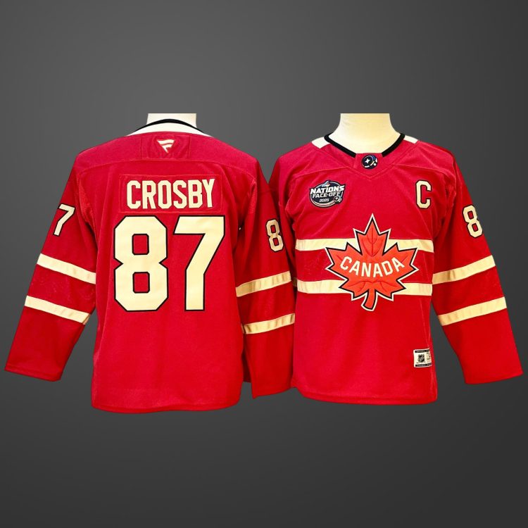 【Youth】 4 Nations NHL Hockey #87 Sidney Crosby Jersey Red
