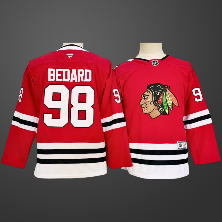 Youth Chicago Blackhawks #98 Connor Bedard Red Stitched Hockey Jersey
