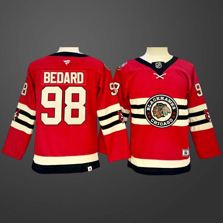 Youth Chicago Blackhawks #98 Connor Bedard Red Stitched Jersey