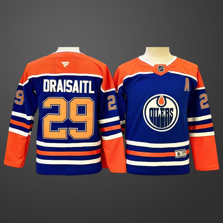 Youth Edmonton Oilers #29 Leon Draisaitl Blue Orange Stitched Jersey