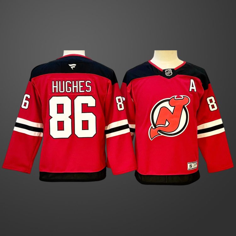 Youth New Jersey Devils #86 Jack Hughes Red  With A Patch Stitched Hockey Jersey