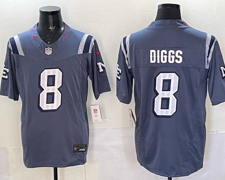 Men's New England Patriots Stefon Diggs #8 Storm Blue 2025 Rivalries Collection Limited Jersey