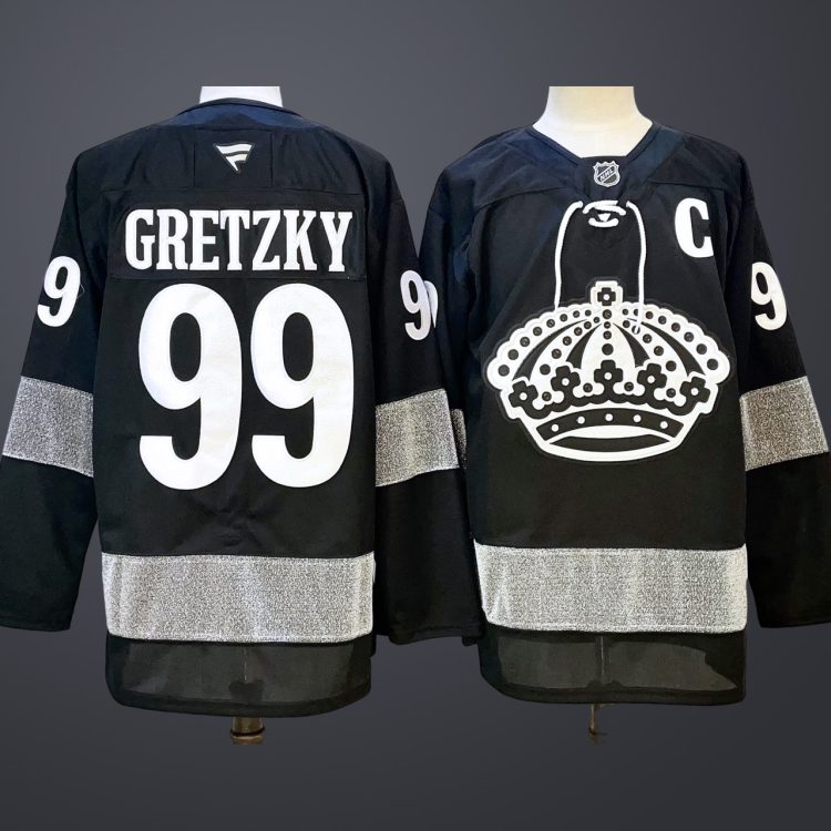 Men's Los Angeles Kings #99 Wayne Gretzky Black With C Patch Alternate Stitched Hockey Jersey