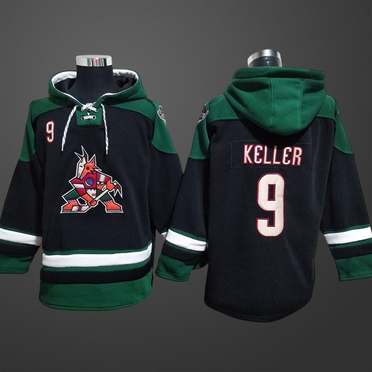 Men’s Arizona Coyotes #9 Keller Stitched Hoodie Black