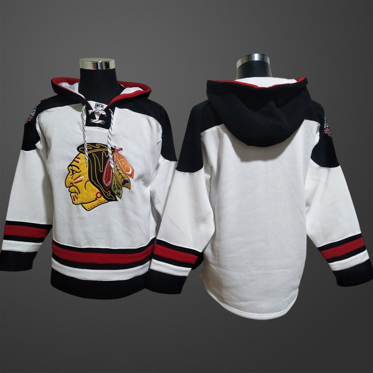 Men’s Chicago Blackhawks Team Blank Stitched Hoodie White