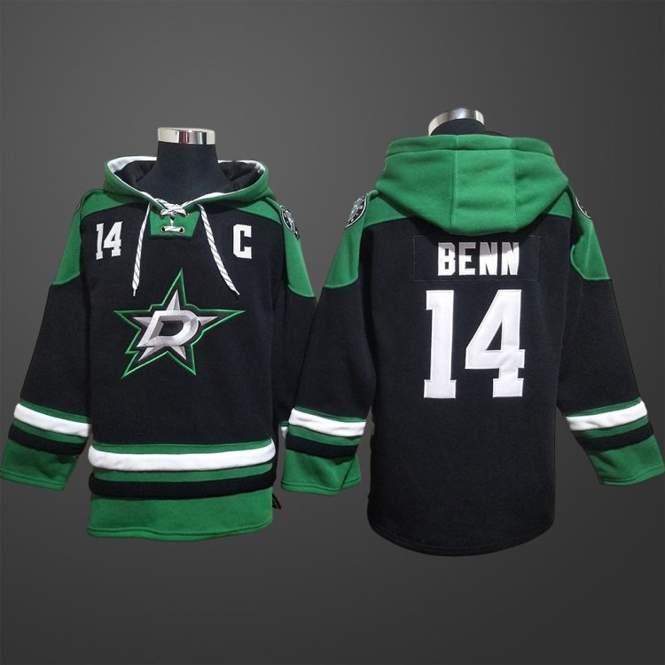 Men’s Dallas Stars #14 Jamie Benn Stitched Hoodie