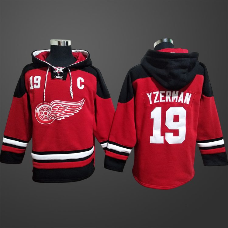 Men’s Detroit Red Wings #19 Steve Yzerman Stitched Hoodie