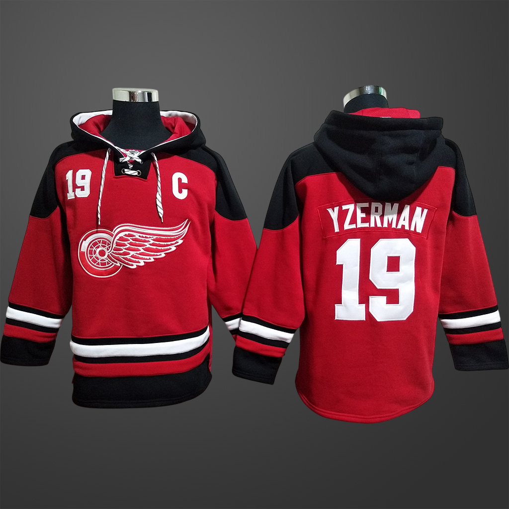 Men’s Detroit Red Wings #19 Steve Yzerman Stitched Hoodie