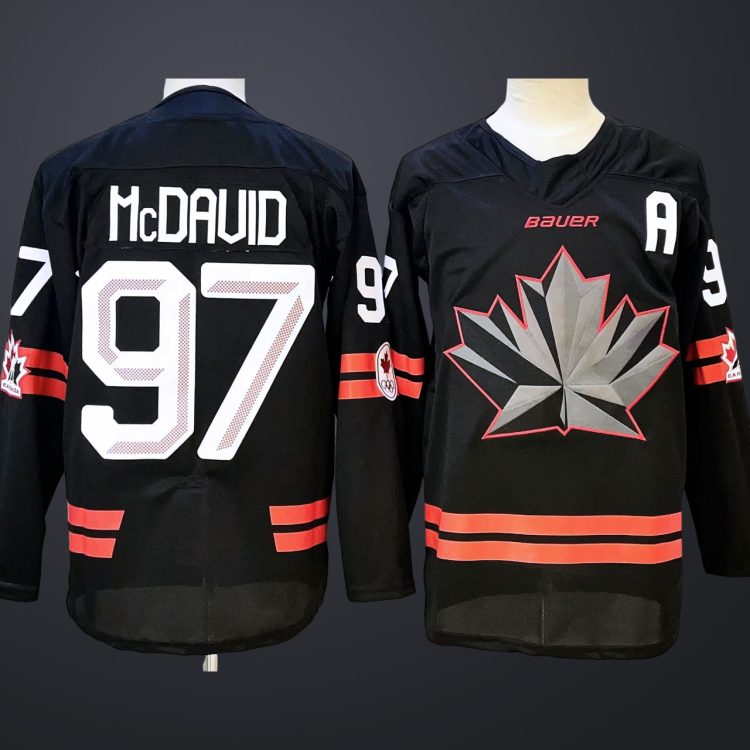 Men's Hockey Canada #97 Connor McDavid Black 2026 Olympic Stitched Jersey "A" Patches