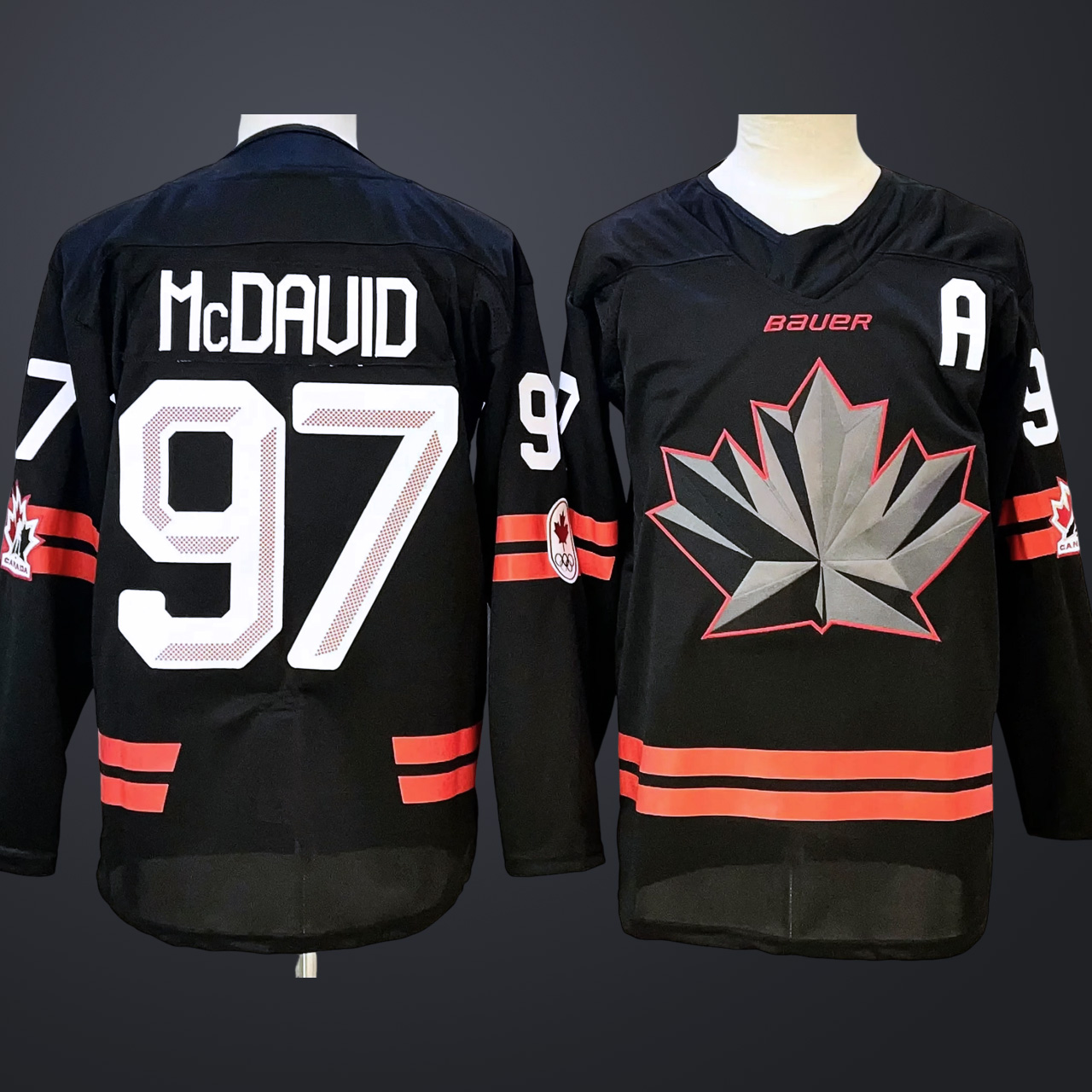 Men's Hockey Canada #97 Connor McDavid Black 2026 Olympic Stitched Jersey "A" Patches