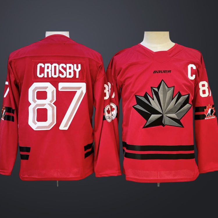 Men's Hockey Canada #87 Sidney Crosby Red 2026 Olympic Stitched Jersey "C" Patches
