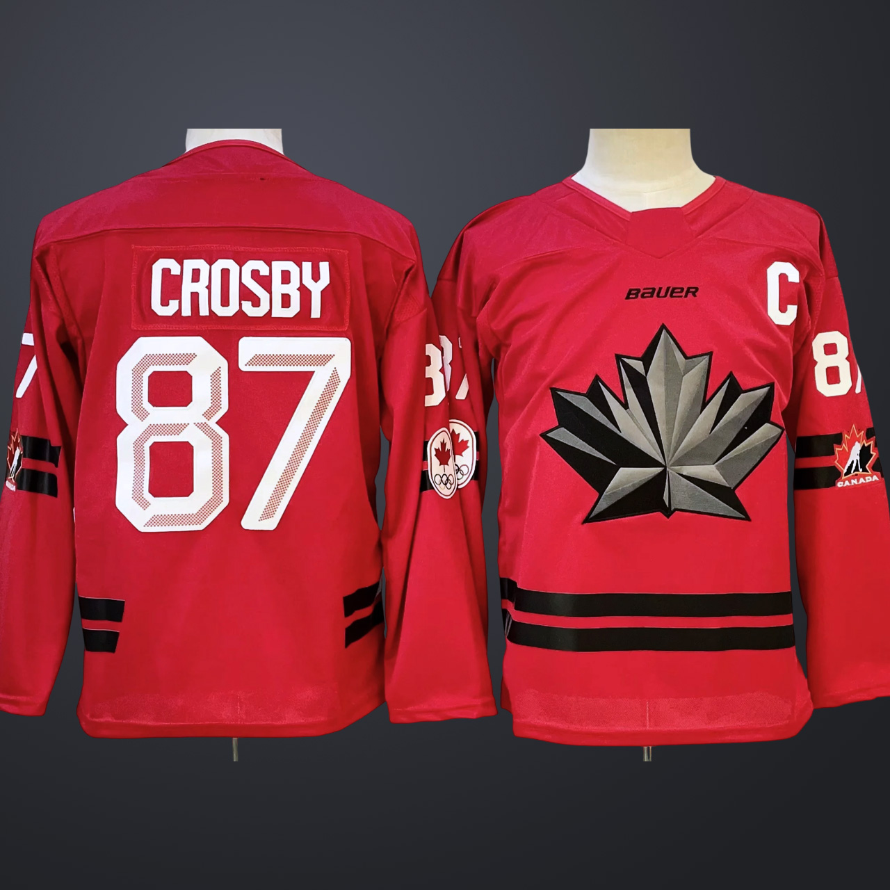 Men's Hockey Canada #87 Sidney Crosby Red 2026 Olympic Stitched Jersey "C" Patches