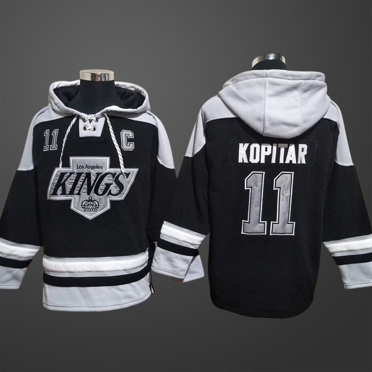 Men’s Los Angeles Kings #11 Anze Kopitar Black Stitched Hoodie