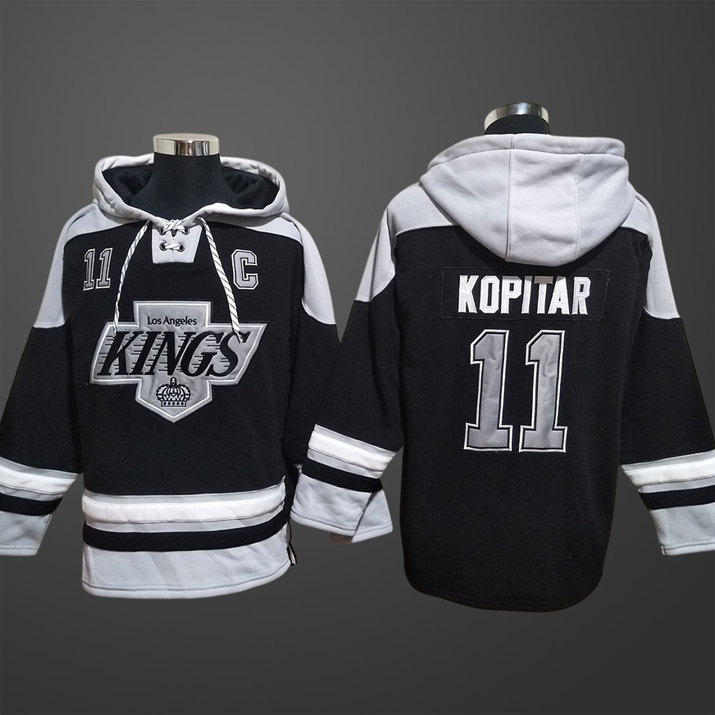 Men’s Los Angeles Kings #11 Anze Kopitar Black Stitched Hoodie