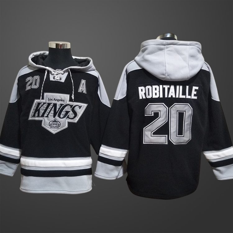 Men’s Los Angeles Kings #20 Robitaille Black Stitched Hoodie
