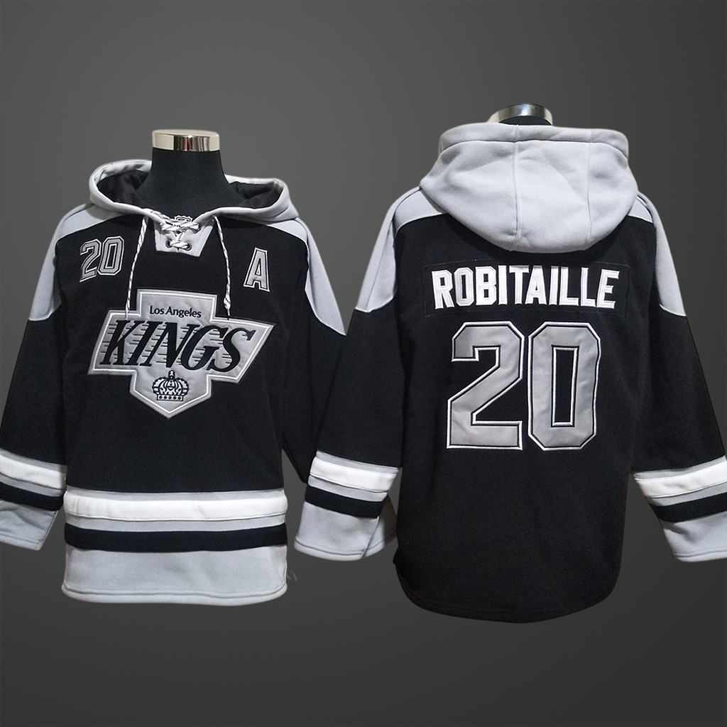 Men’s Los Angeles Kings #20 Robitaille Black Stitched Hoodie