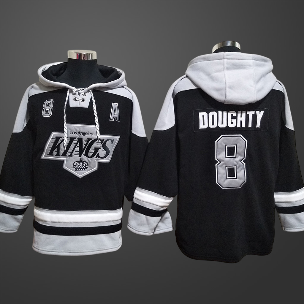 Men’s Los Angeles Kings #8 Drew Doughty Black Stitched Hoodie