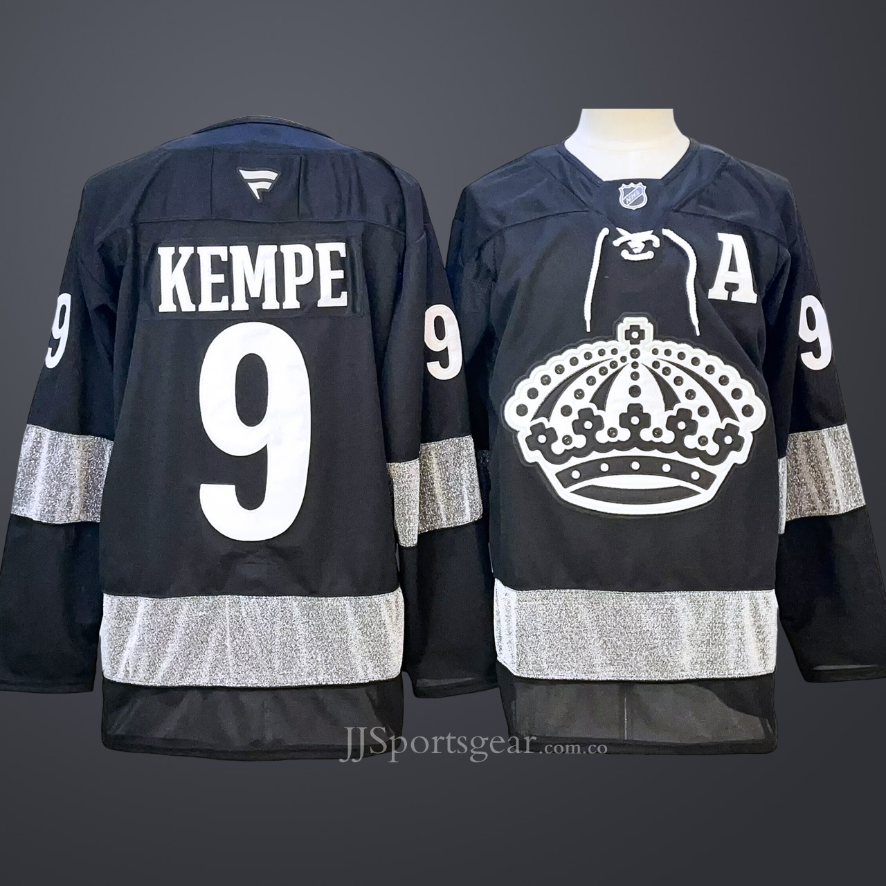Men's Los Angeles Kings #9 Adrian Kempe Black With A Patch Alternate Stitched Hockey Jersey