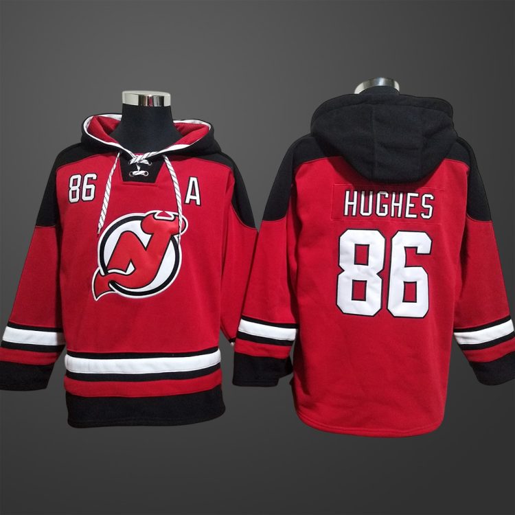 Men’s New Jersey Devils #86 Jack Hughes Stitched Hoodie
