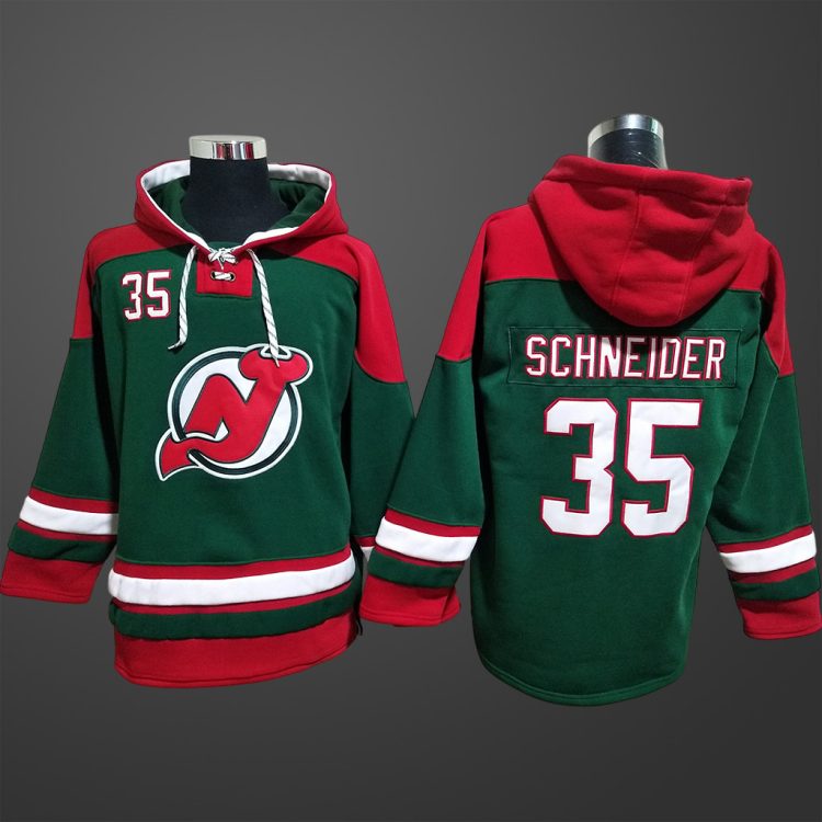Men’s New Jersey Devils Cory Schneider #35 Stitched Hoodie Green