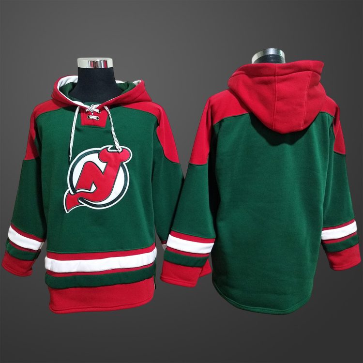 Men’s New Jersey Devils Team Blank Stitched Hoodie Green