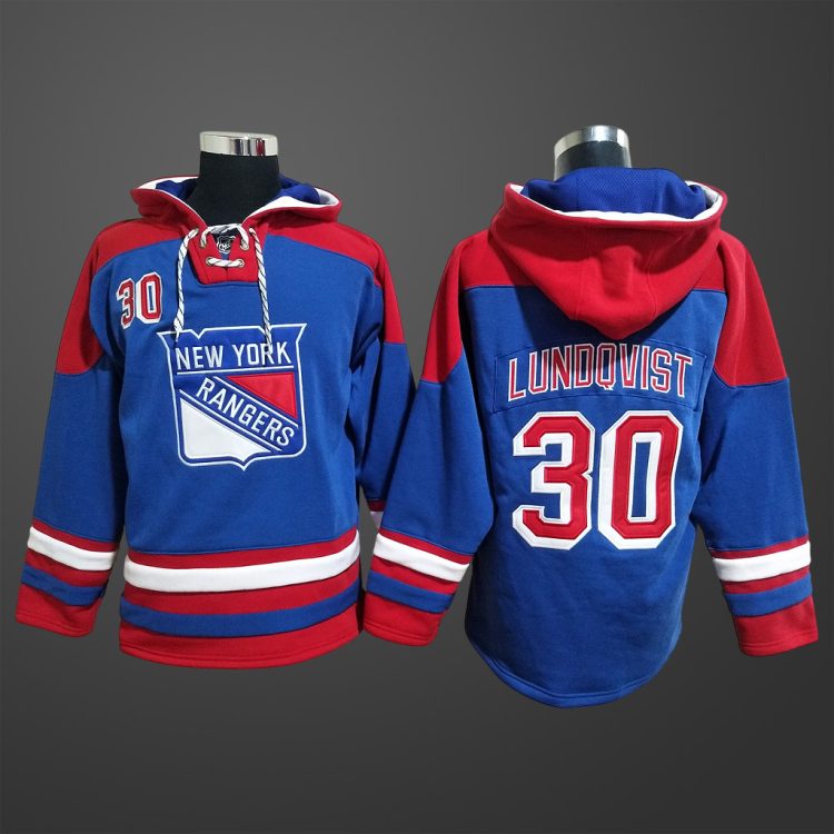 Men’s New York Rangers #30 LUNDQVIST Stitched Hoodie