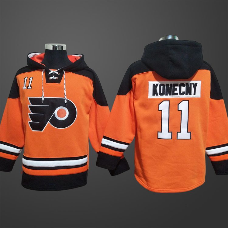 Men’s Philadelphia Flyers #11 Travis Konecny Stitched Hoodie