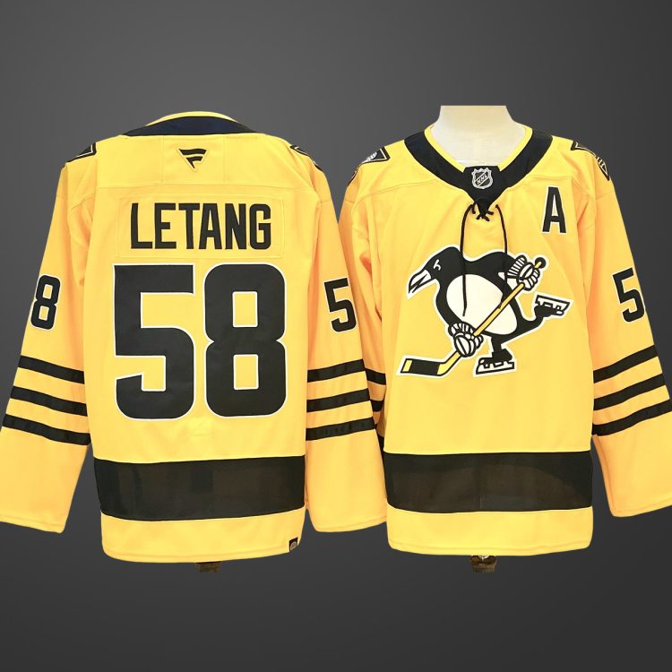 Men’s Pittsburgh Penguins #58 Kris Letang Stitched Gold Jersey