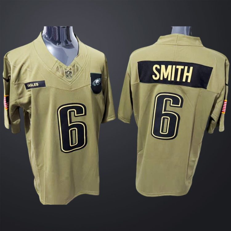 Men's Philadelphia Eagles #6 Smith Salute to service 2025 jersey