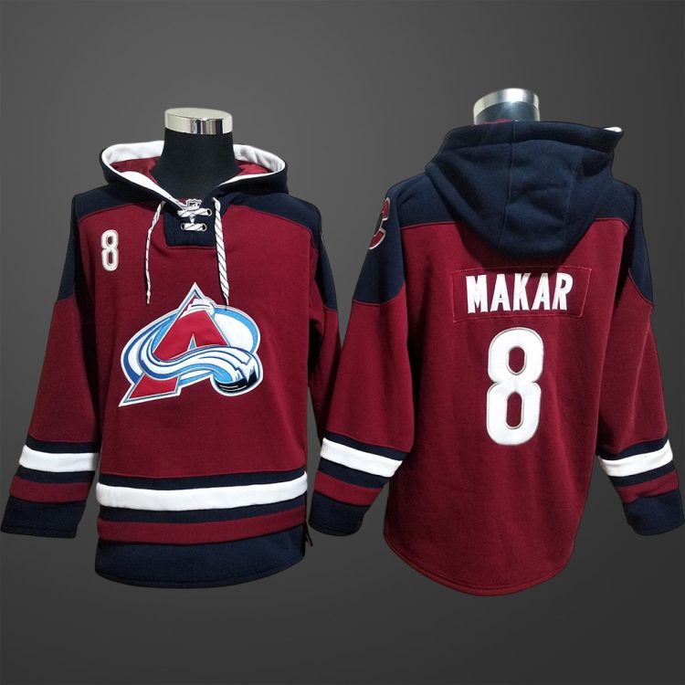 Men's Colorado Avalanche #8 Makar All Stitched Hoodie