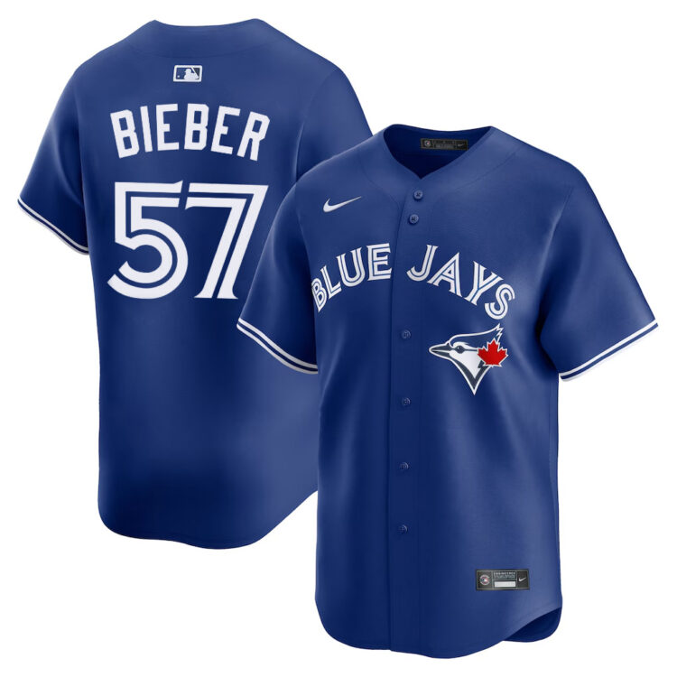 Men's Toronto Blue Jays Shane Bieber #57 Royal Alternate Jersey