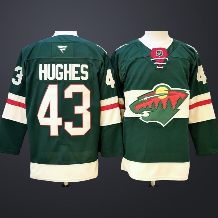 Men's Minnesota Wild #43 Quinn Hughes Green Stitched Jersey