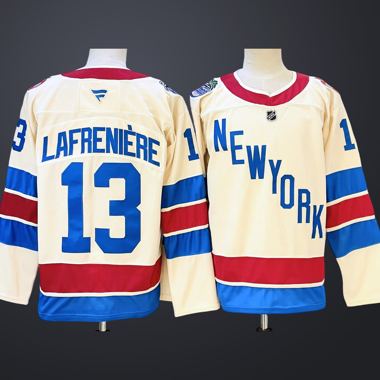 Men's New York Rangers #13 Alexis Lafreniere Fanatics Beige 2026 NHL Winter Classic Premium Jersey