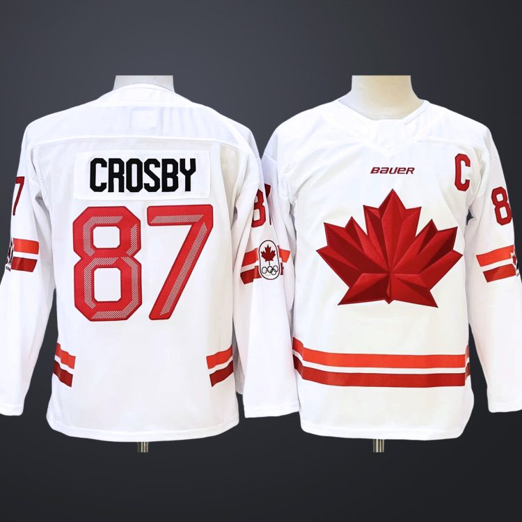 Youth Hockey Canada #87 Sidney Crosby White 2026 Olympic Stitched Jersey “C” Patches