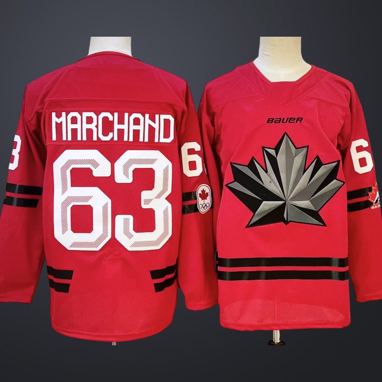 Men's Hockey Canada #63 MARCHAND Red 2026 Olympic Stitched Jersey