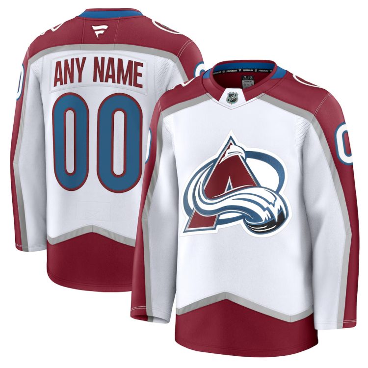 Custom Mens Colorado Avalanche Stitched Jersey White