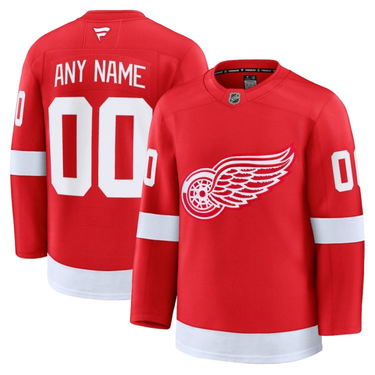 Custom Mens Detroit Red Wings Stitched Jersey - Red