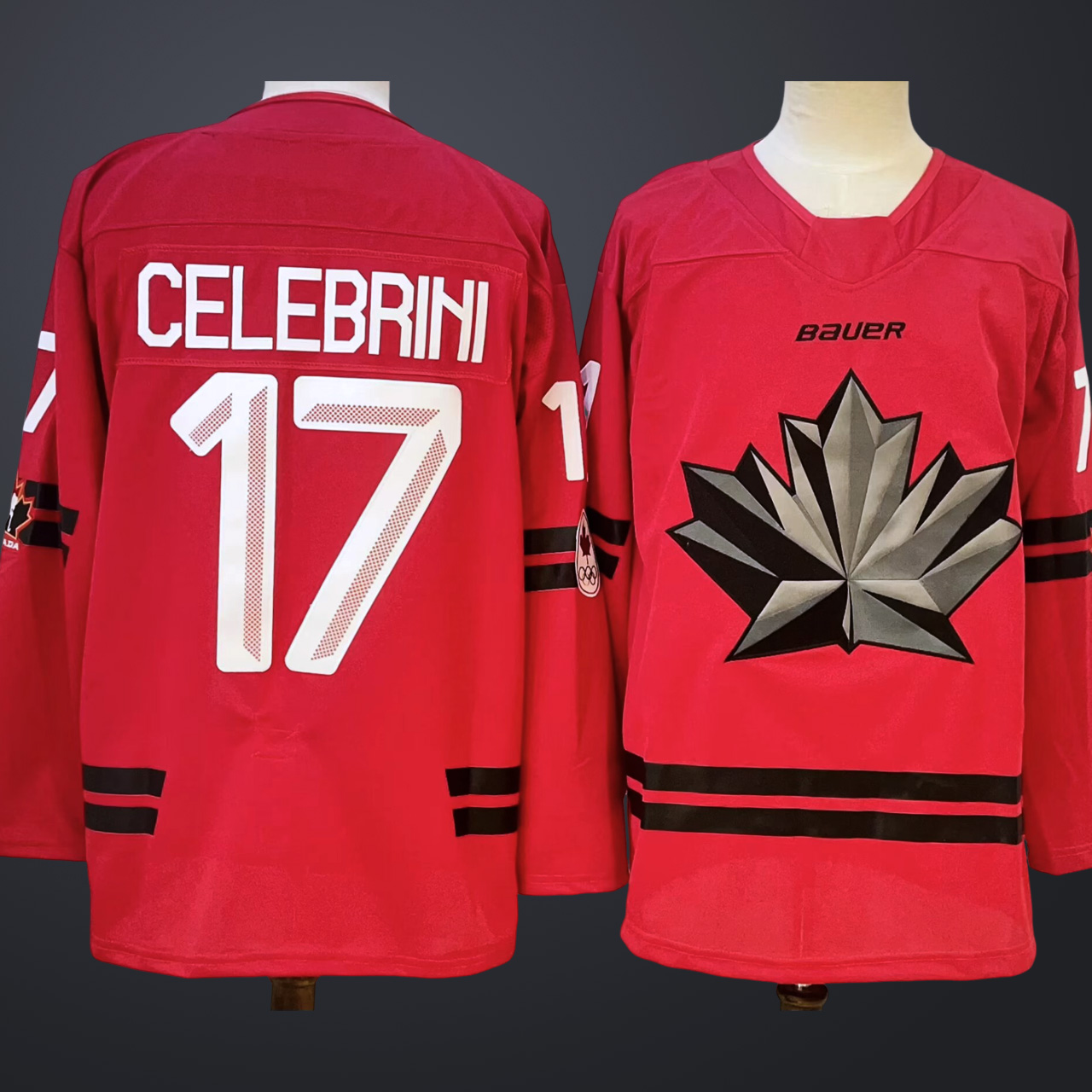 Men’s Hockey Canada #17 MACKLIN CELEBRINI Red 2026 Olympic Stitched Jersey