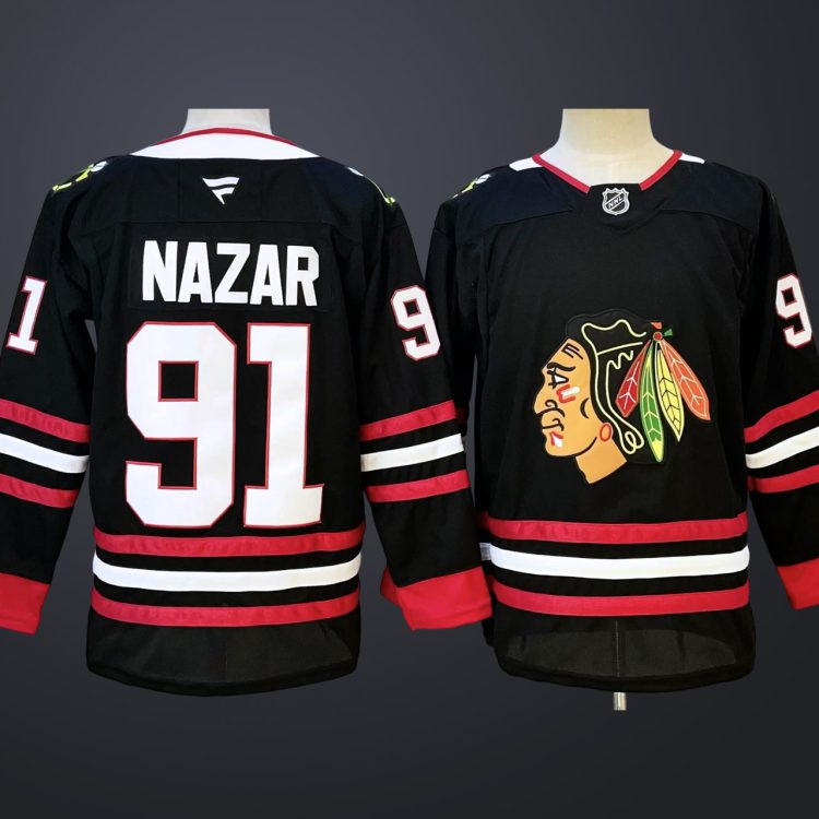 Men’s Chicago Blackhawks #91 Frank Nazar Alternate Premium Stitched Jersey - Black