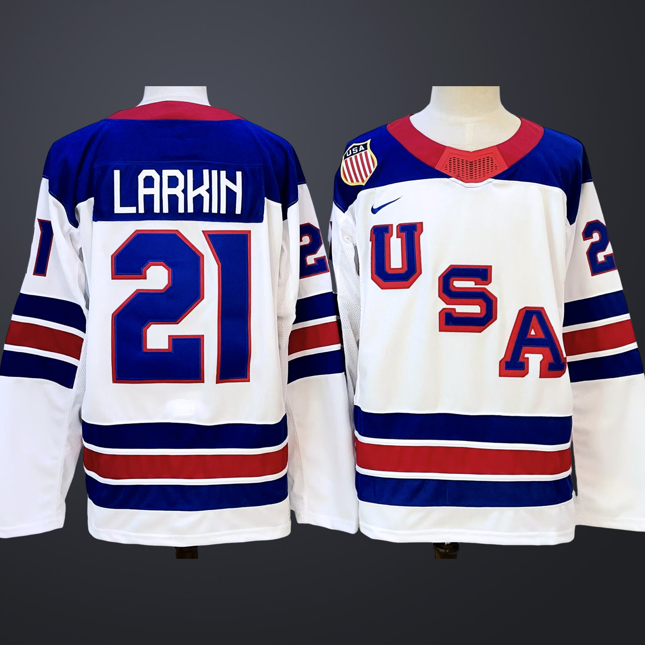 Men's #21 LARKIN Team USA 2026 White Away Stitched Jersey