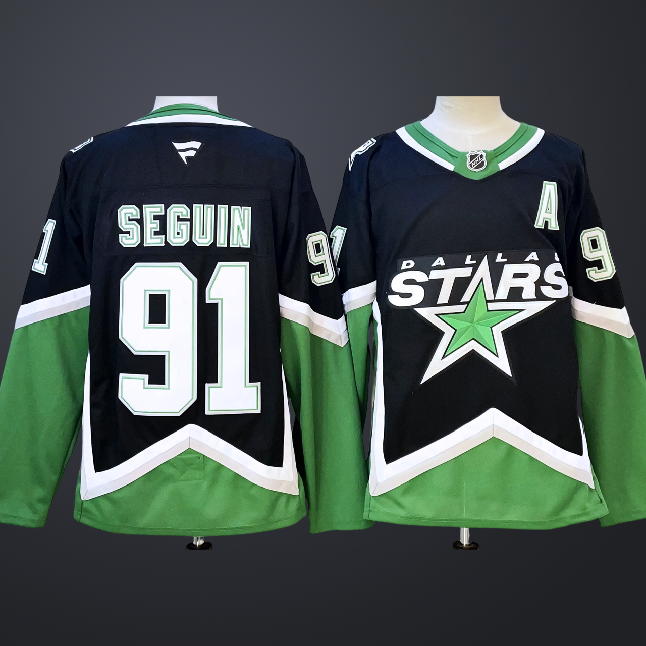 Men's Dallas Stars #91 Tyler Seguin Black 202526 With A Patch Alternate Stitched Hockey