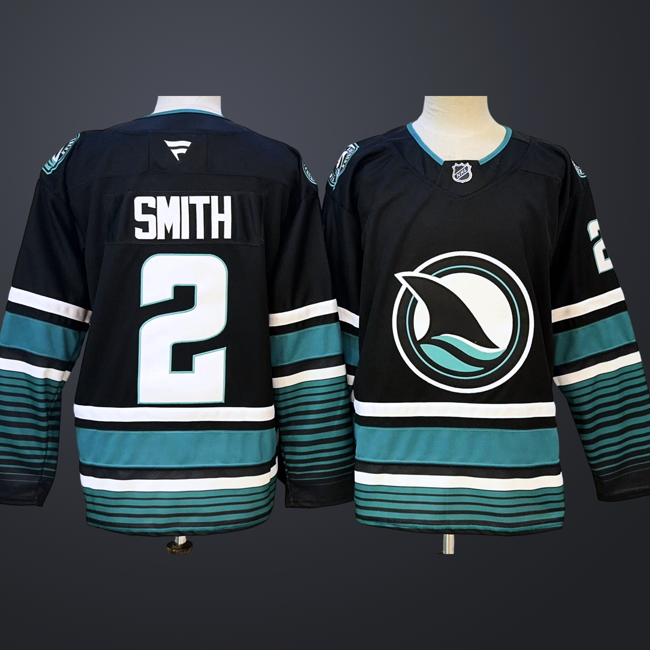 Men's San Jose Sharks #2 Will Smith Black Alternate Stitched Hockey Jersey